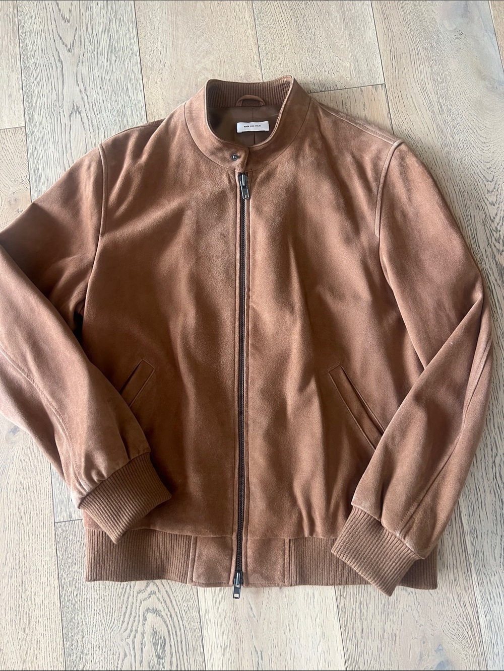 Made for Italic - Men's Brown Suede Bomber Jacket. Size large. 100% leather.